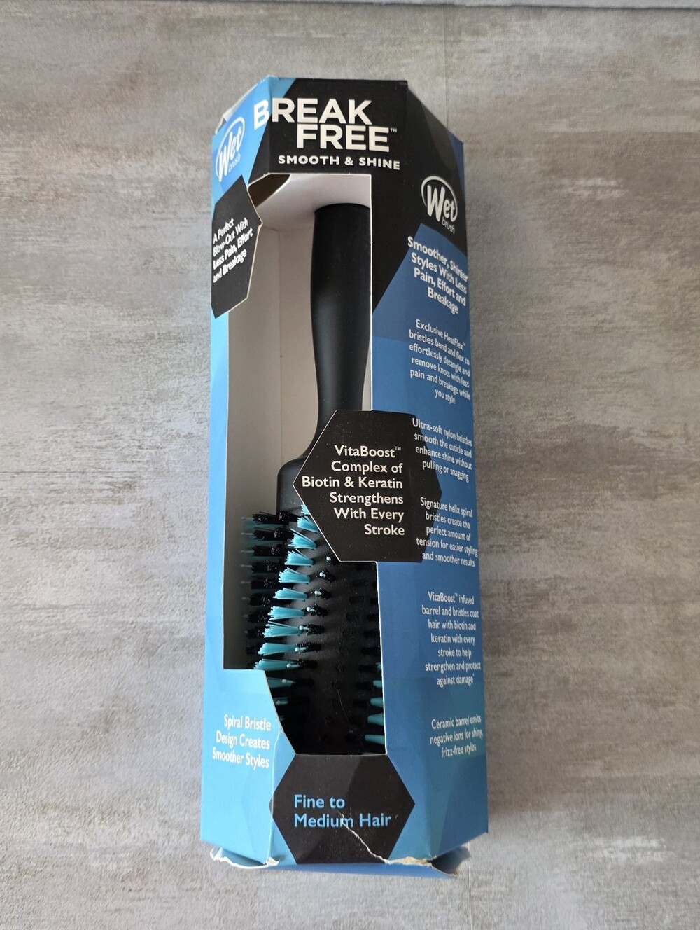 Wet Round Brush Break Free Smooth & Shine Fine To Medium Hair - Black & Teal